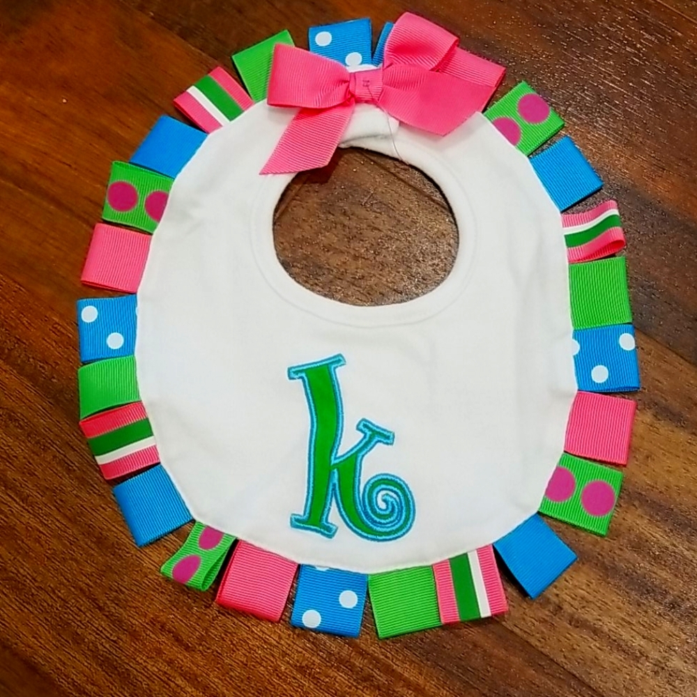 K monogrammed bib